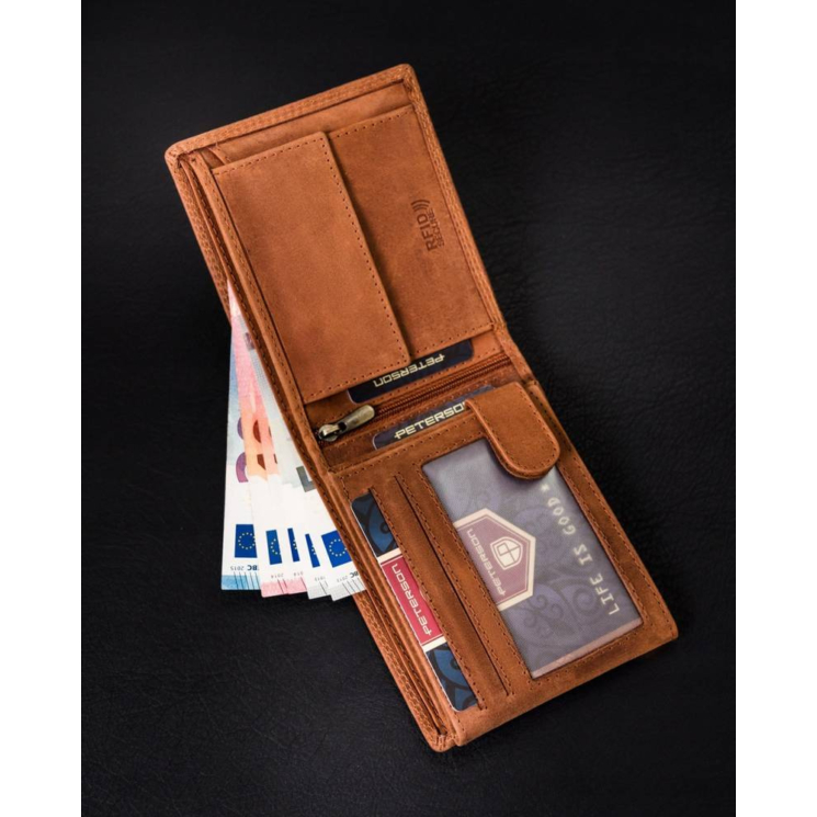PETESON PTN N992C-CHM-02 Cognac RFID bőr pénztárca