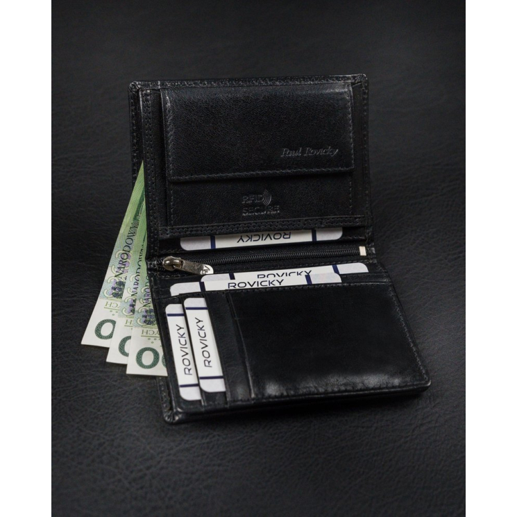 RFID bőr pénztárca ROVICKY RV-7680056-9 Fekete