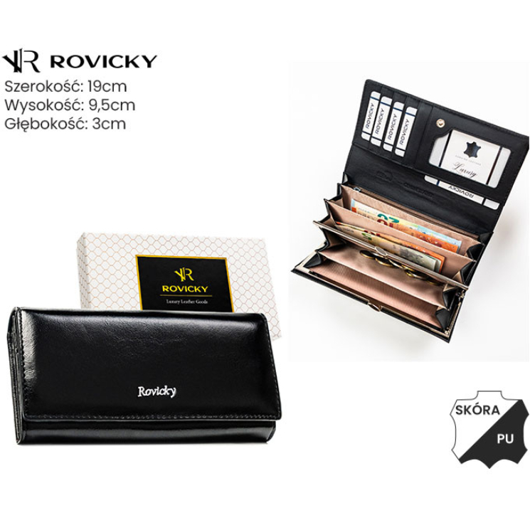 Bőr + PU RFID pénztárca ROVICKY RPX-24-ML