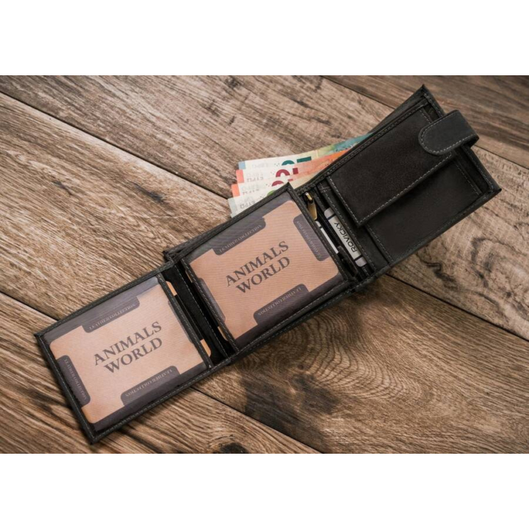 Szarvas bőr pénztárca N992L-CHM-DEER FEKETE BLACK