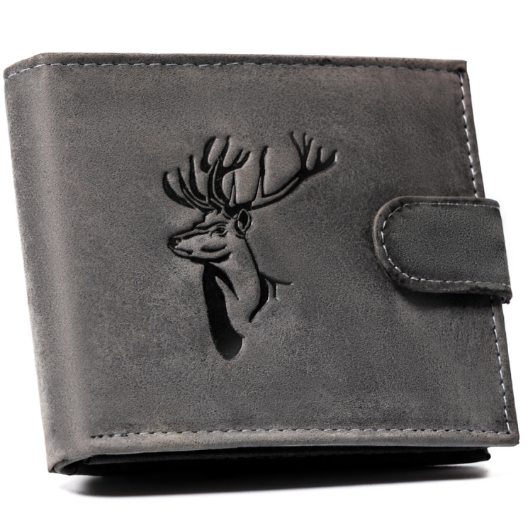 Szarvas bőr pénztárca N992L-CHM-DEER FEKETE BLACK