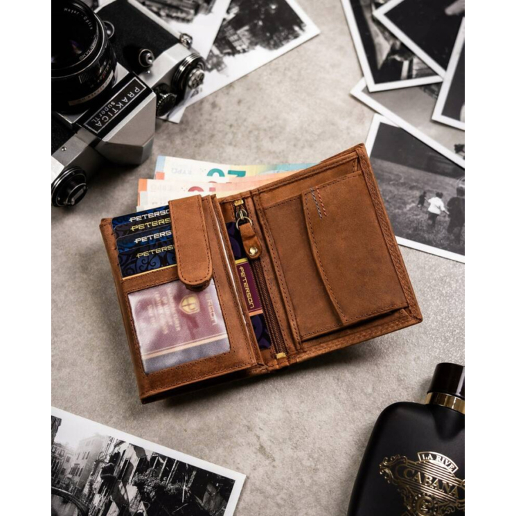 Ajándék szett: bőrtárca és kulcstartó Peterson PTN SET-M-1542-CHM Cognac