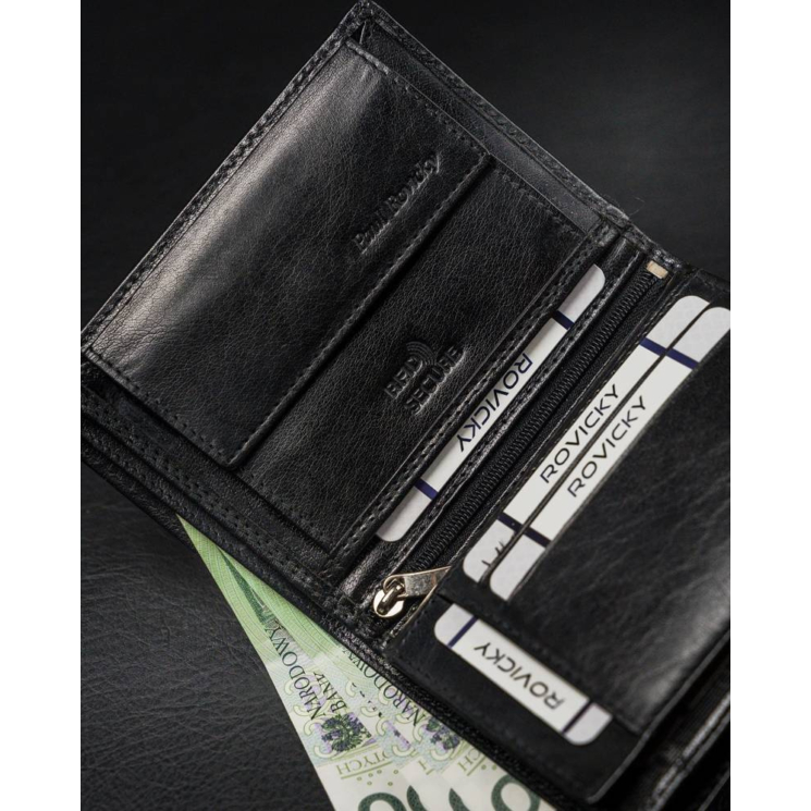 RFID bőr pénztárca ROVICKY RV-7870 Fekete