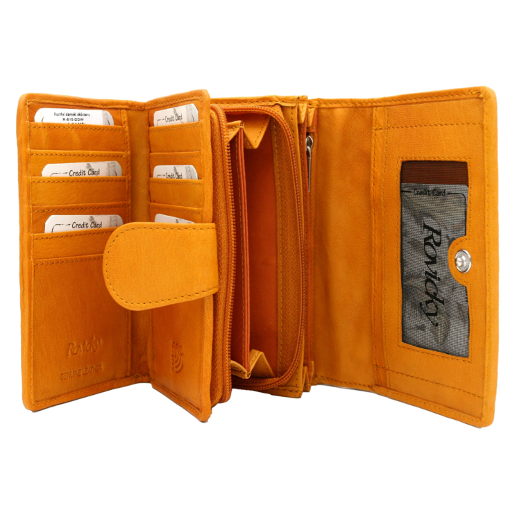 Bőr pénztárca R-615-DDW Camel