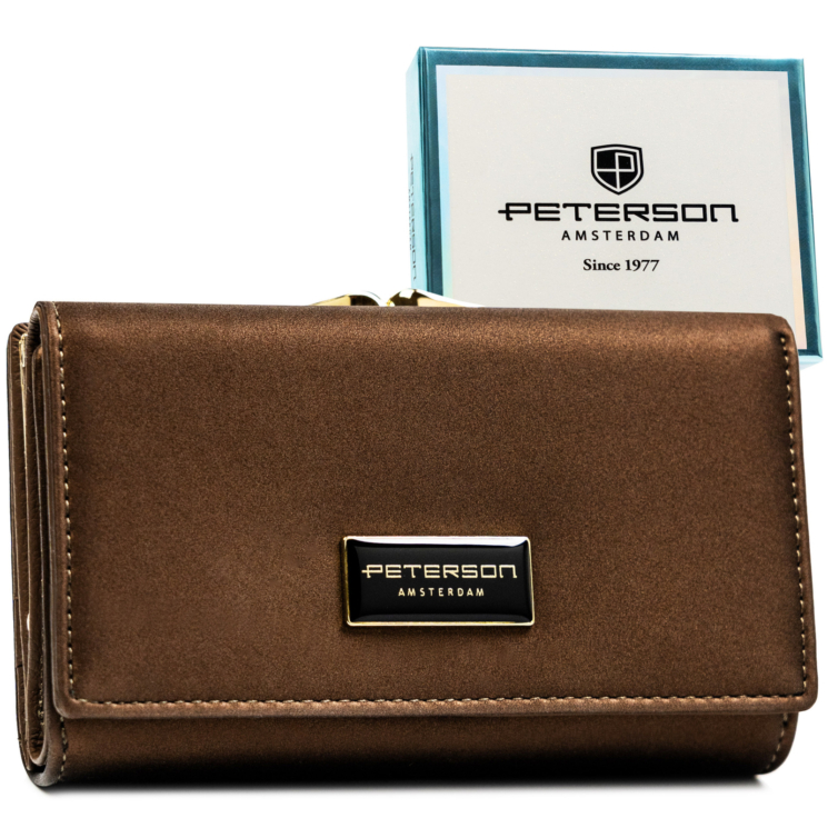 Női pénztárca természetes bőr+PU PTN PS108-HNL Brown