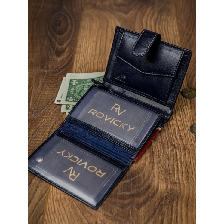 ROVICKY 326L-RBA-D Navy+Red RFID bőr pénztárca