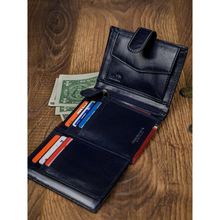 ROVICKY 326L-RBA-D Navy+Red RFID bőr pénztárca