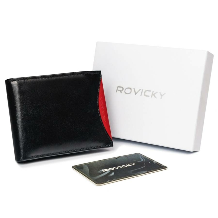 RFID bőr pénztárca ROVICKY 1540-03-BOR Fekete+piros