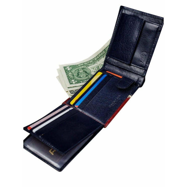 ROVICKY 323-RBA-D Navy+Red RFID bőr pénztárca