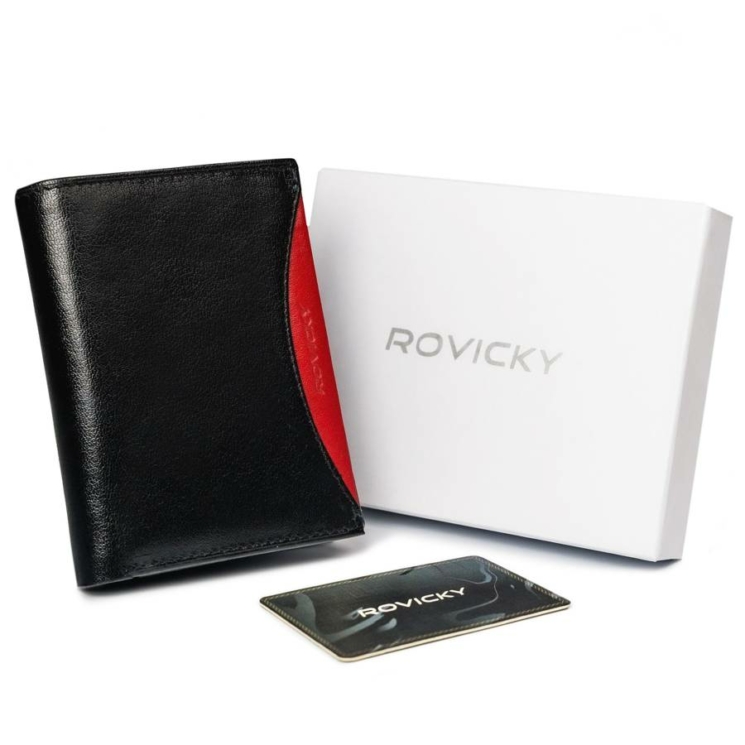 RFID bőrtárca ROVICKY 1502-03-BOR Fekete+piros