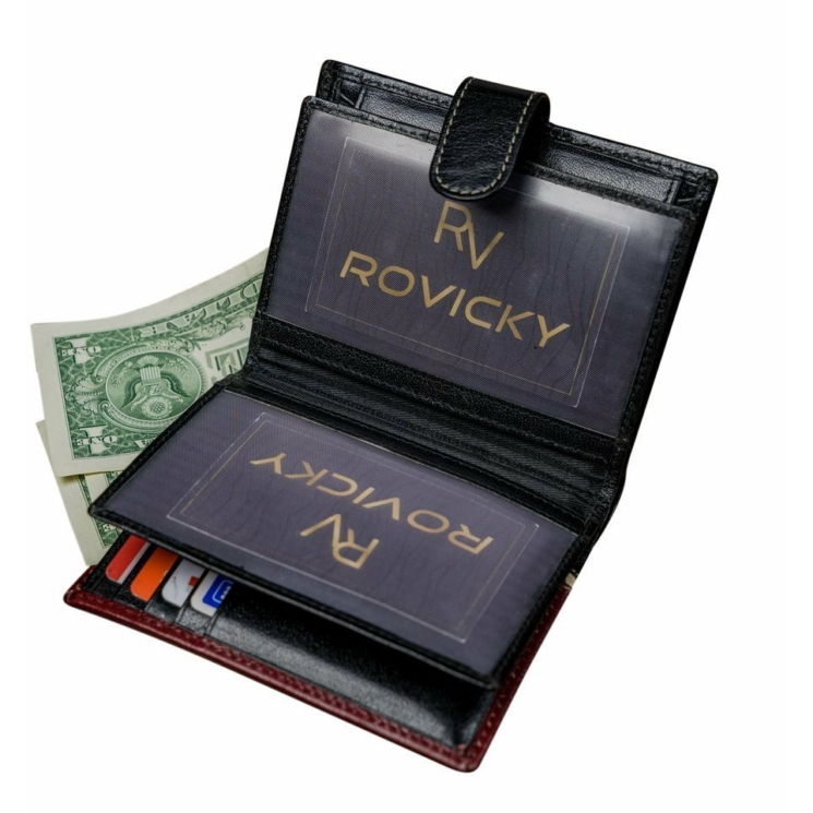 RFID bőr pénztárca ROVICKY 331L-RBA-D NAVY-RED