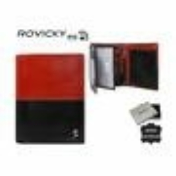 RFID bőr pénztárca ROVICKY N4-VT2 Fekete+piros