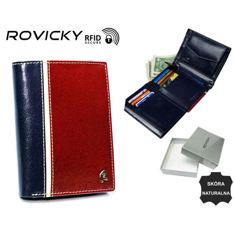 ROVICKY bőr RFID pénztárca 326-RBA-D NAVY-RED