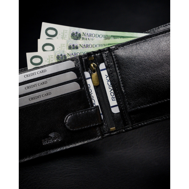 RFID bőrtárca ROVICKY 1567-03-BOR Fekete+piros