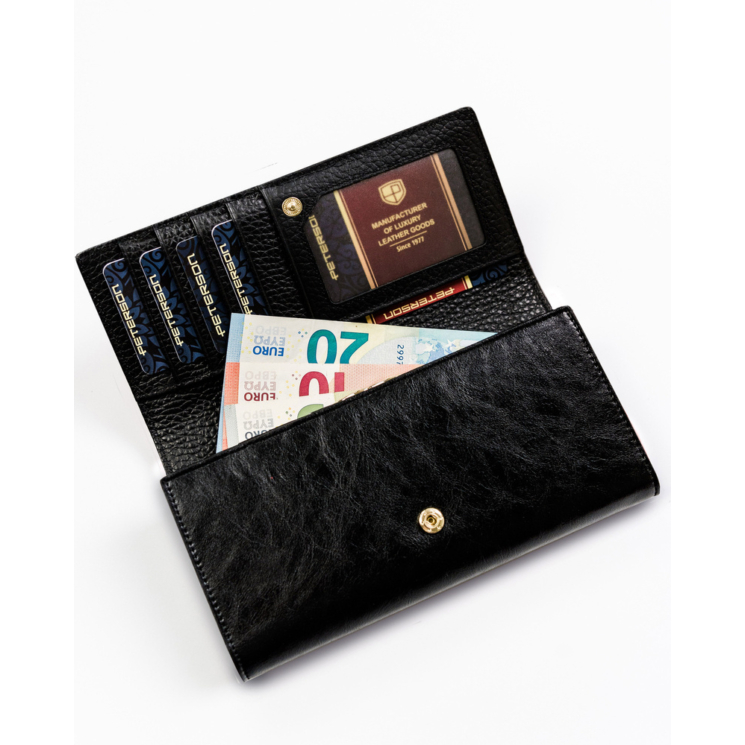 PETERSON PTN PL-490 Fekete RFID bőr pénztárca