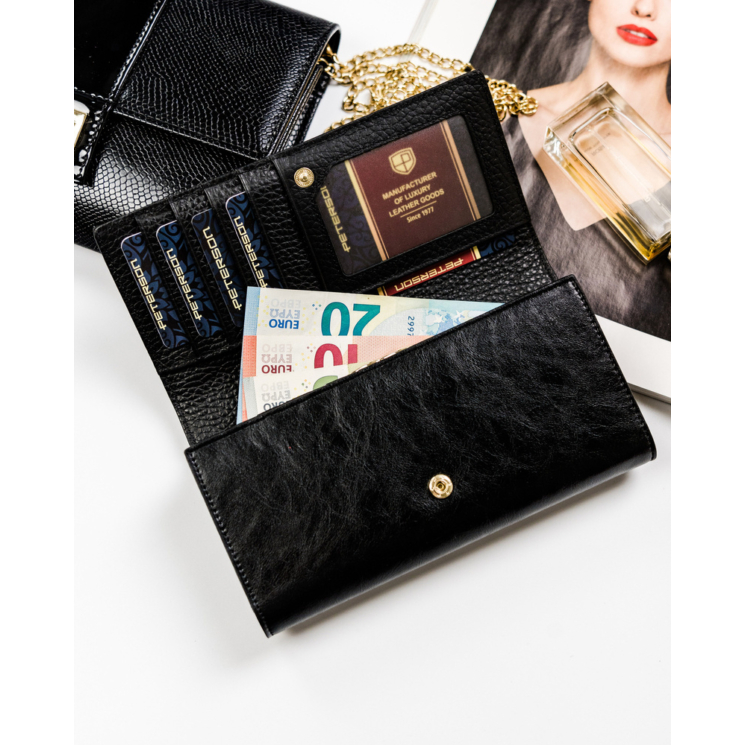 PETERSON PTN PL-490 Fekete RFID bőr pénztárca