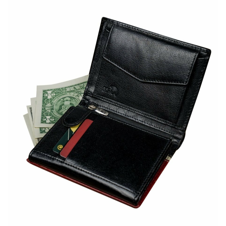 ROVICKY bőr RFID pénztárca 326-RBA-D FEKETE-VÖRÖS