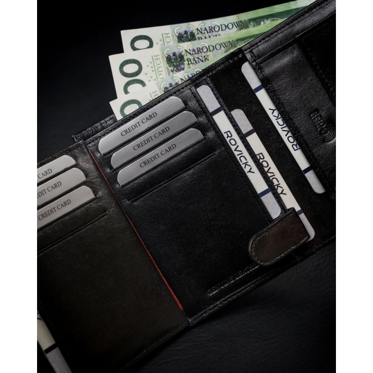 RFID bőrtárca ROVICKY 1541-03-BOR Fekete+piros