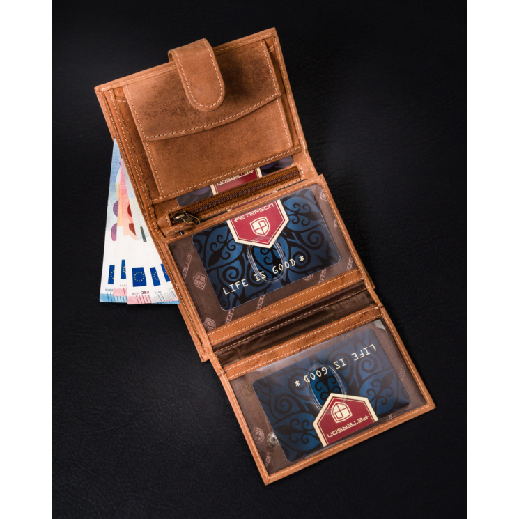 Bőr pénztárca PTN 339Z Cognac