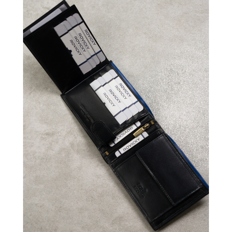RFID bőr pénztárca ROVICKY N992-RVT Fekete+Navy