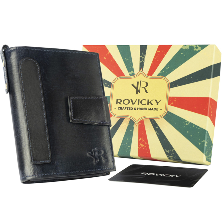 ROVICKY N1227-RHP Navy RFID bőr pénztárca