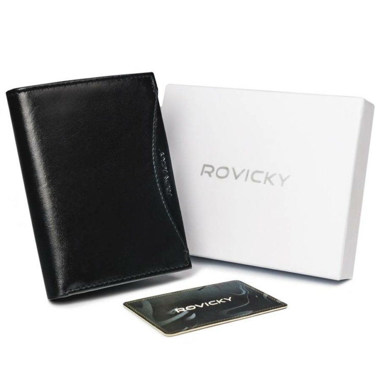 RFID bőr pénztárca ROVICKY 1541-03-BOR Fekete