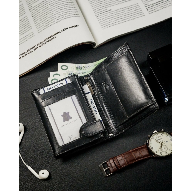 RFID bőrtárca ROVICKY N4-CMC Fekete