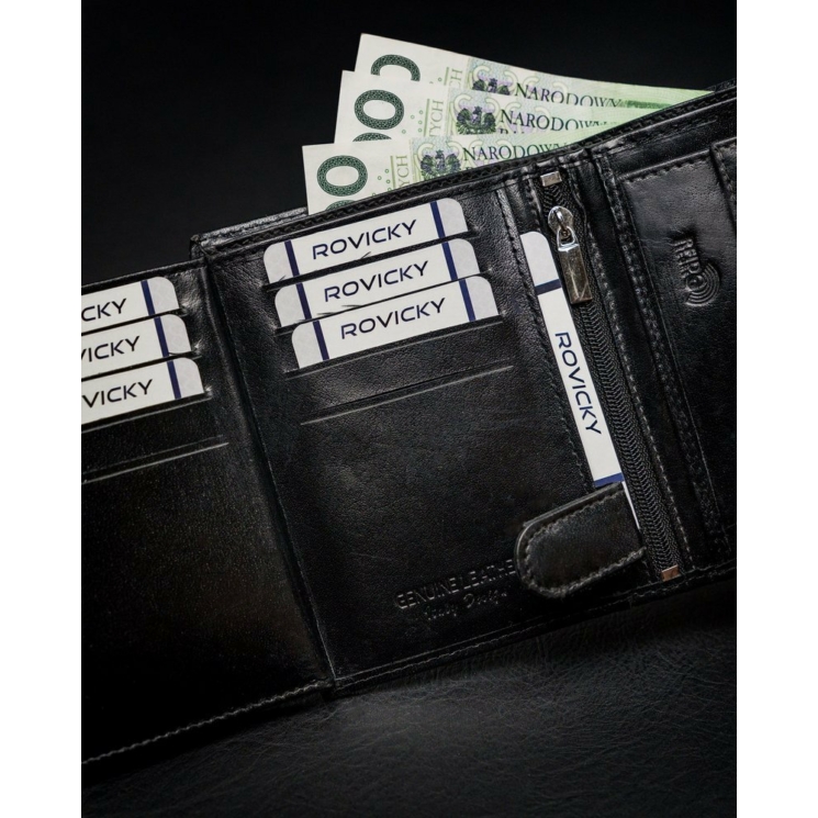 RFID bőrtárca ROVICKY N4-CMC Fekete