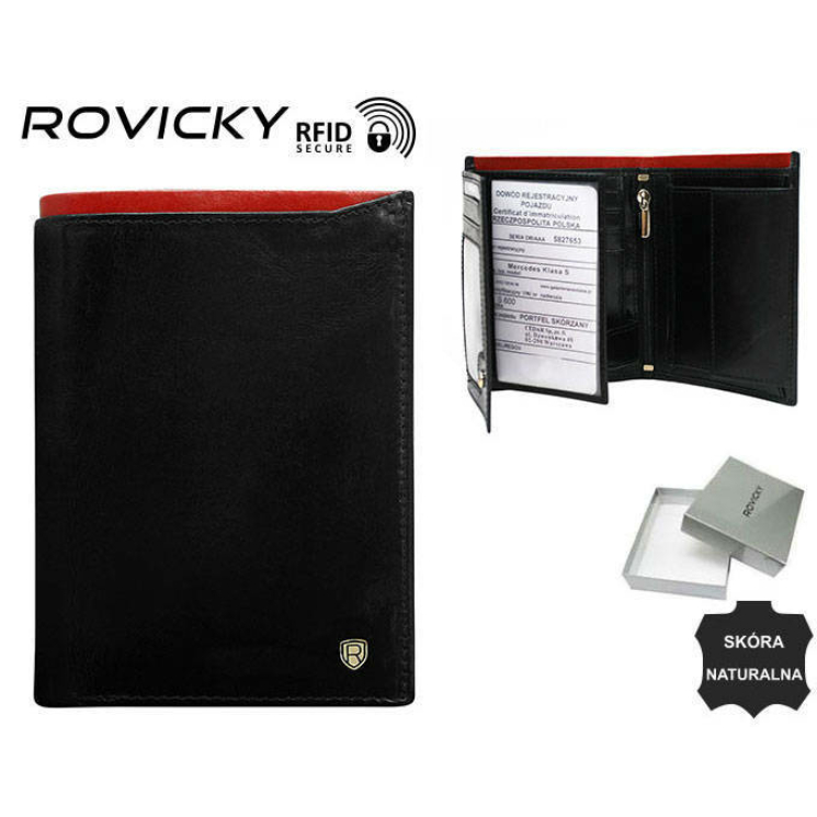 Férfi bőr pénztárca N4-RVT-6870 Fekete+piros