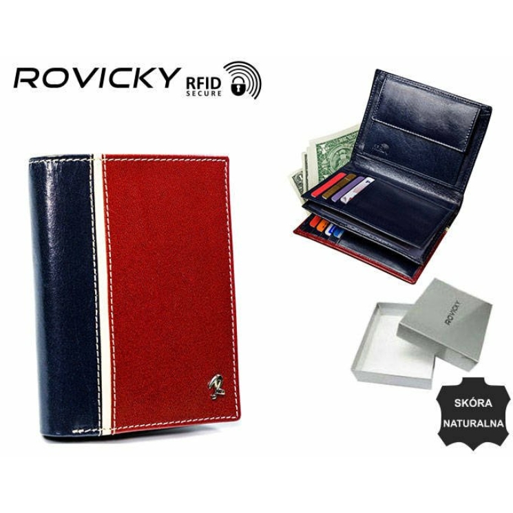 ROVICKY 331-RBA-D FEKETE-VÖRÖS RFID bőr pénztárca