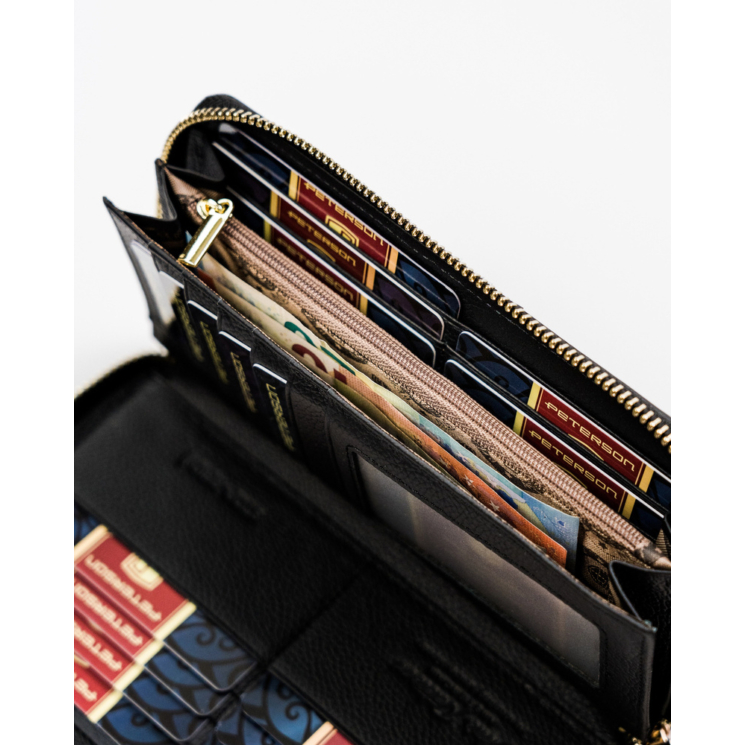 PETERSON PTN ST-781 Fekete RFID bőr pénztárca