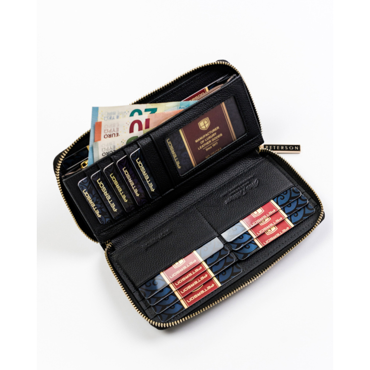 PETERSON PTN ST-781 Fekete RFID bőr pénztárca