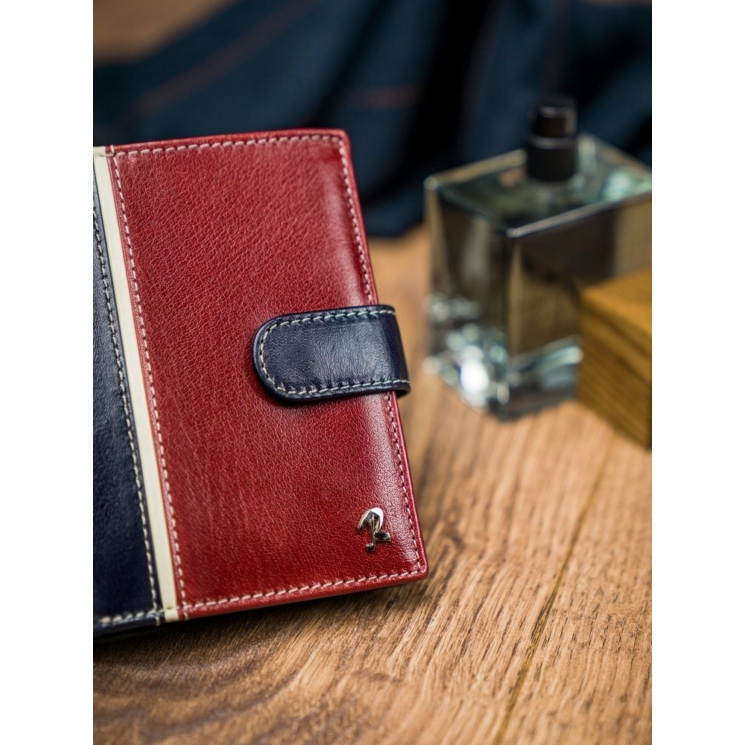 RFID bőr pénztárca ROVICKY 331L-RBA-D NAVY-RED