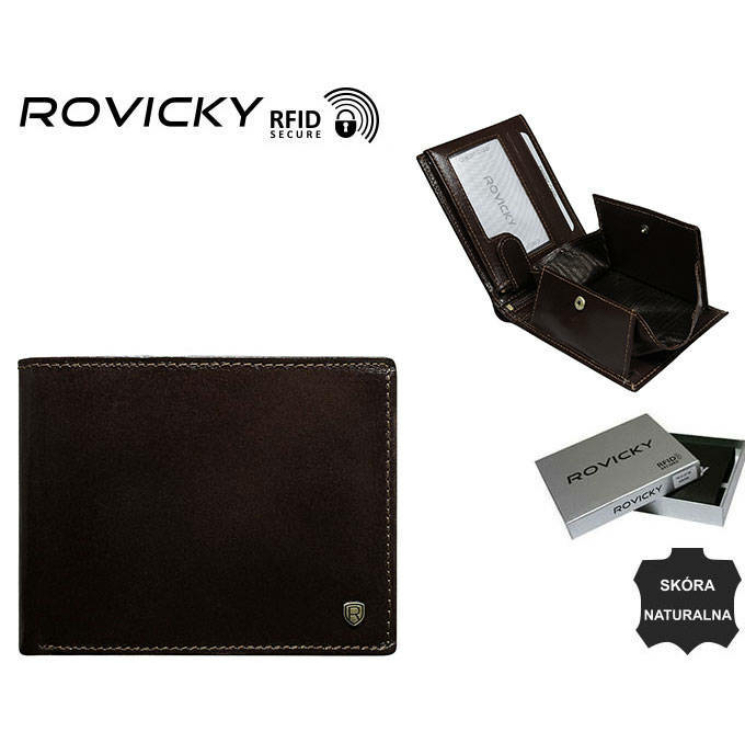 RFID bőrtárca ROVICKY N61-RVT D.Barna
