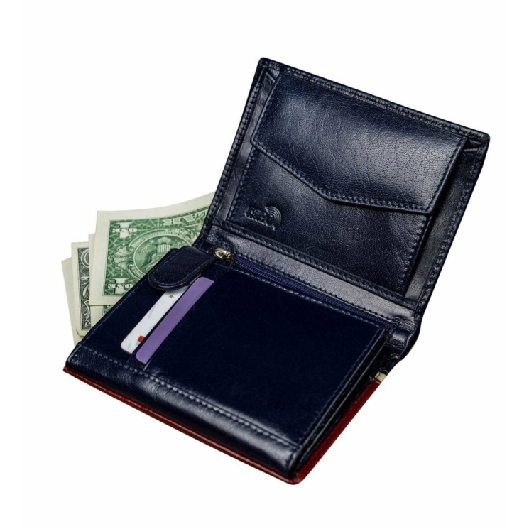 ROVICKY bőr RFID pénztárca 326-RBA-D NAVY-RED