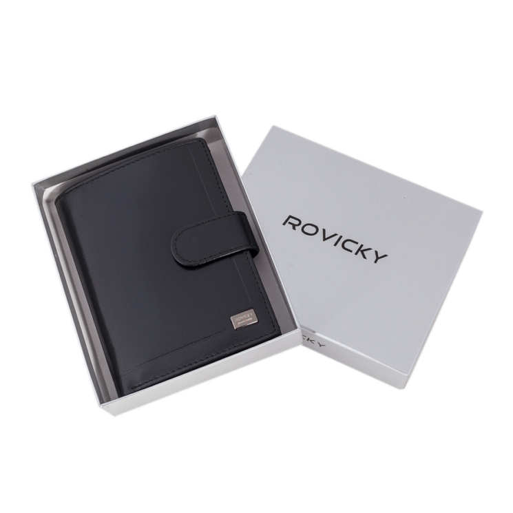 ROVICKY PC-101L-BAR FEKETE RFID bőr pénztárca
