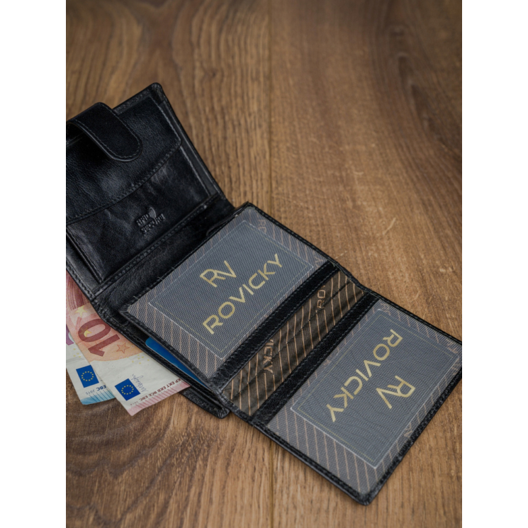 ROVICKY PC-101L-BAR FEKETE RFID bőr pénztárca
