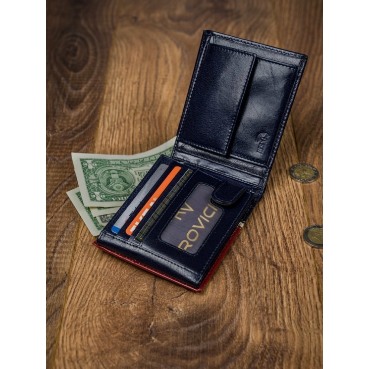 ROVICKY 324-RBA-D Navy+Red RFID bőr pénztárca