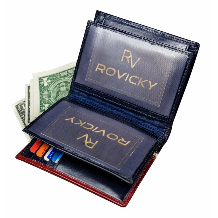 ROVICKY 331-RBA-D FEKETE-VÖRÖS RFID bőr pénztárca
