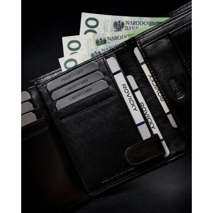 RFID bőr pénztárca ROVICKY 1541-03-BOR Fekete