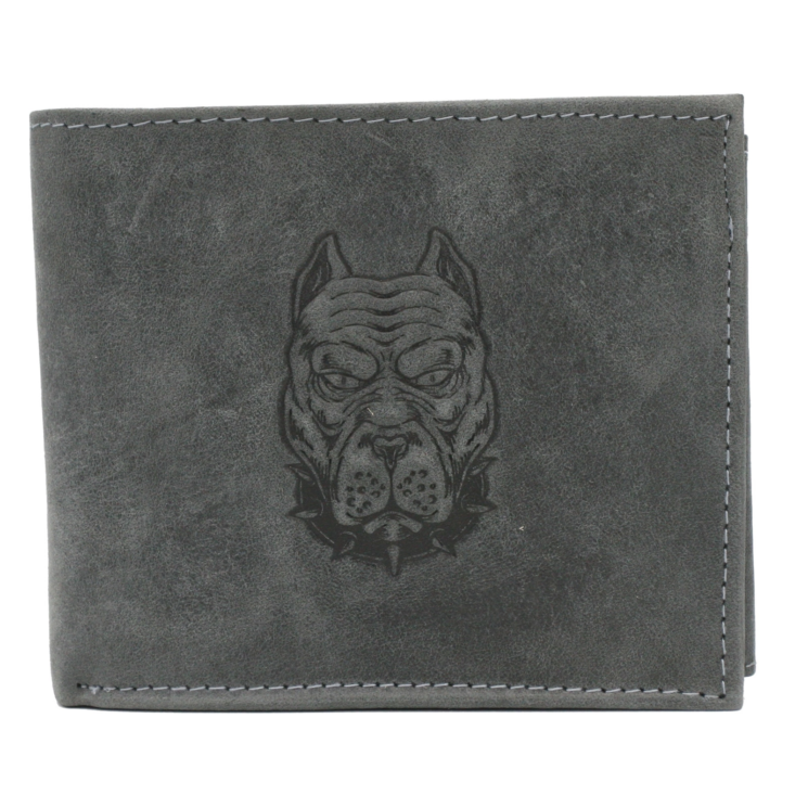 Férfi bőr pénztárca RFID védelmi kutyaképpel N992-CHM-DOG-2 Cognac