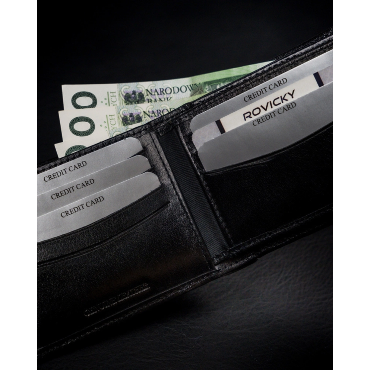RFID bőrtárca ROVICKY 1531-03-BOR Fekete+piros