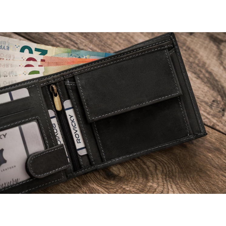 Bőr pénztárca kutya képpel RFID N992-CHM-DOG-1 Cognac