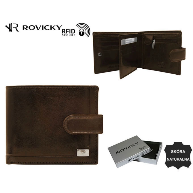 RFID bőr pénztárca PC-107L-BAR Barna