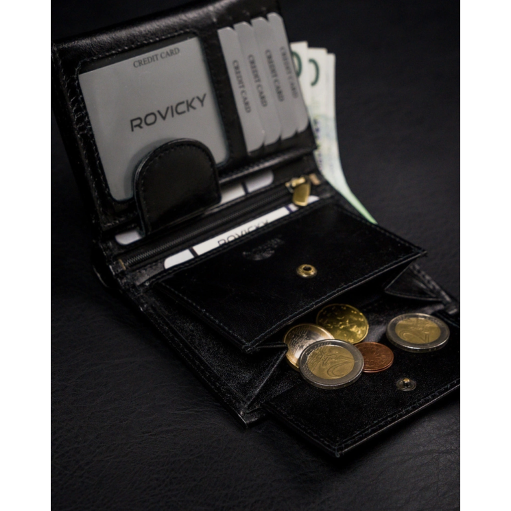 RFID bőrtárca ROVICKY 1502-03-BOR Fekete+piros
