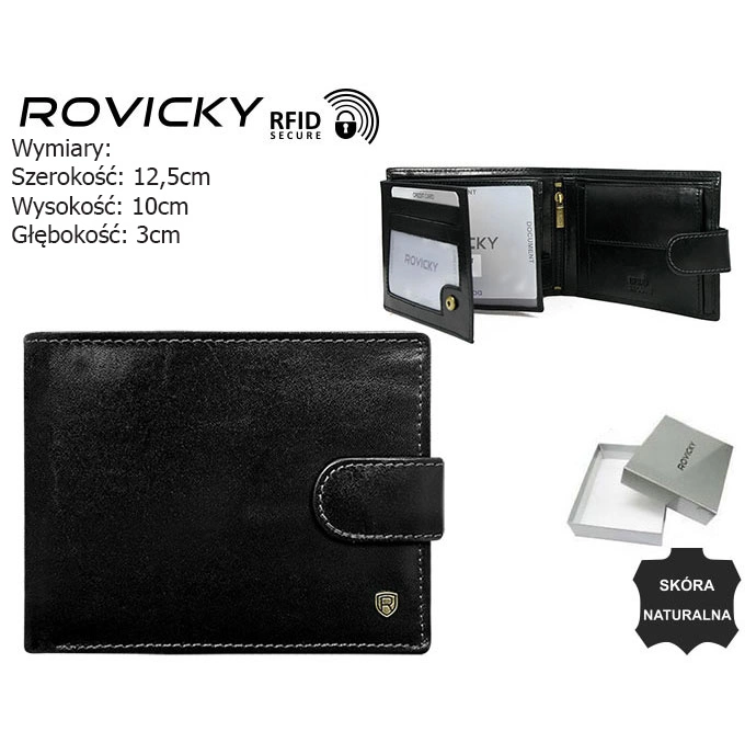RFID bőr pénztárca ROVICKY N992L-RVT Fekete