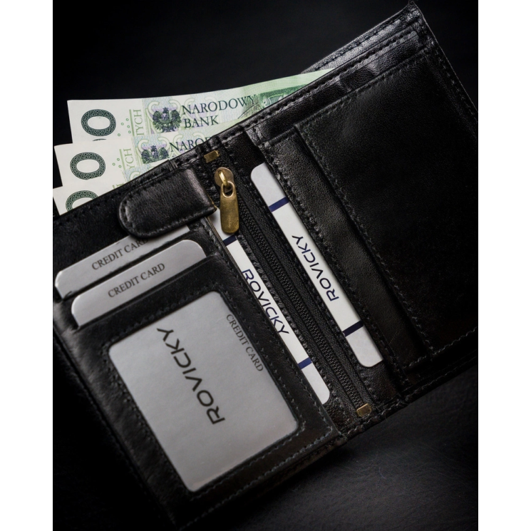 RFID bőrtárca ROVICKY 1537-03-BOR Fekete+piros