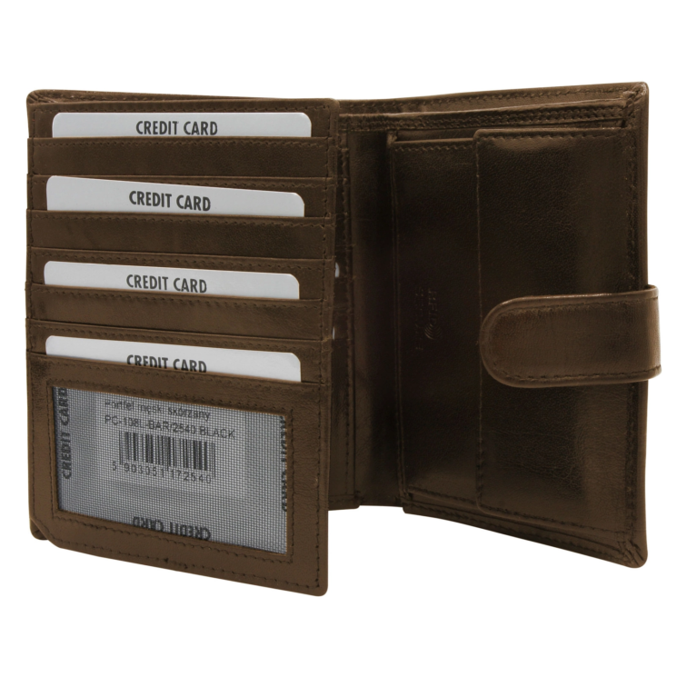 RFID bőr pénztárca PC-108L-BAR Barna