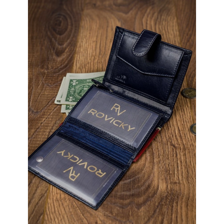 ROVICKY 326L-RBA-D Navy+Red RFID bőr pénztárca