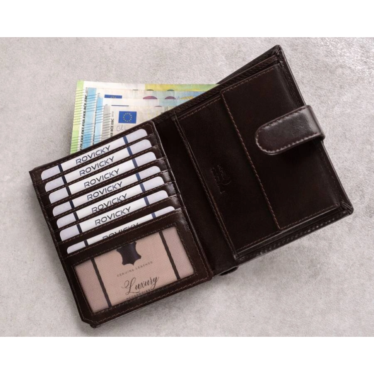 RFID bőr pénztárca PC-108L-BAR Barna